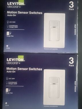 NEW 2 Sets-Leviton Decora Motion Sensor In-Wall Switch, Auto-On, White DOS02-3PK